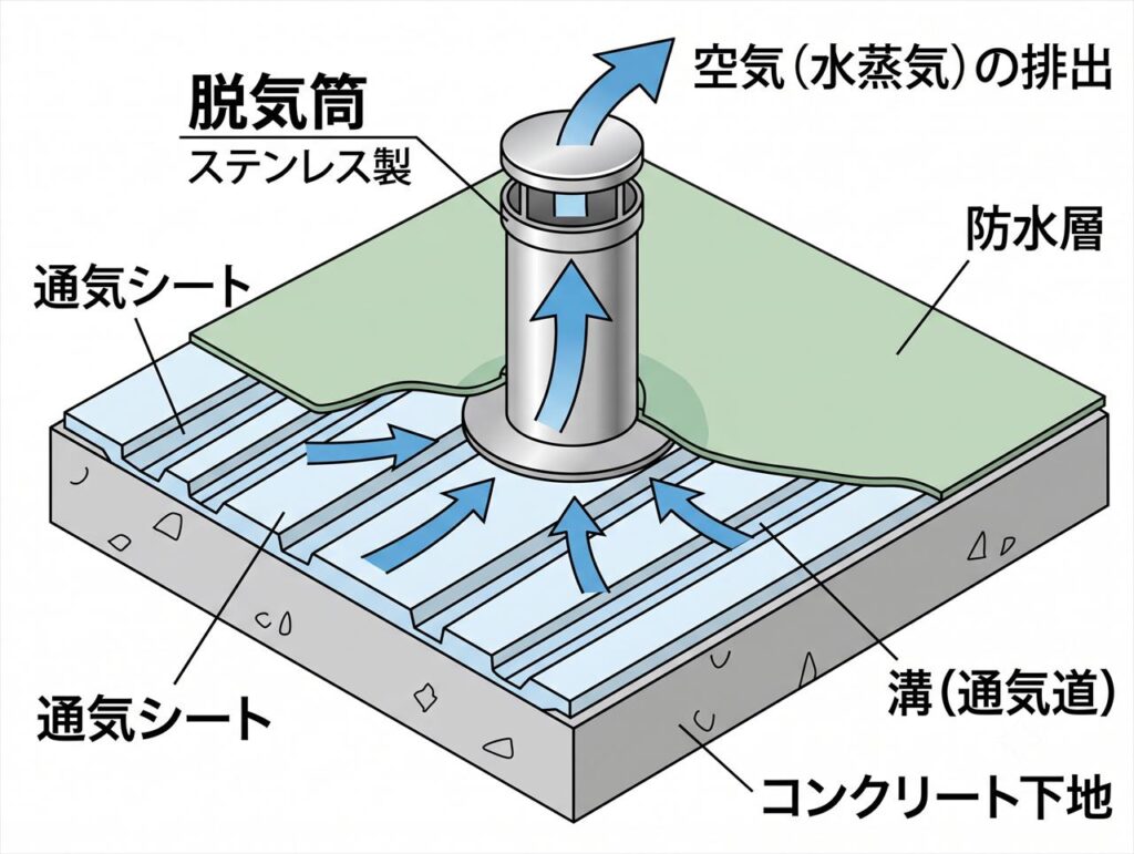 見積書の「通気緩衝工法」とは？なぜ屋上の湿気を逃がす必要があるのか